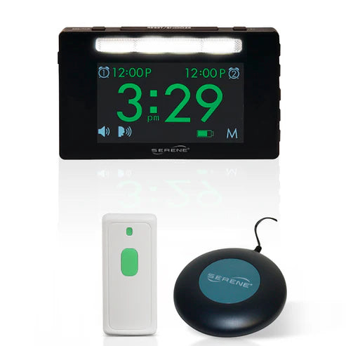 Serene CentralAlert Dual Alarm Clock w/Wireless Doorbell Chime and Bed ...